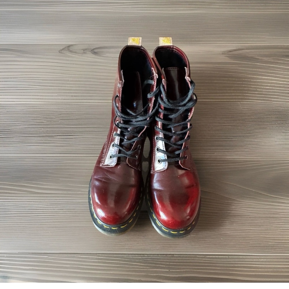 Dr. Martens Red Leather Lace-Up Boots